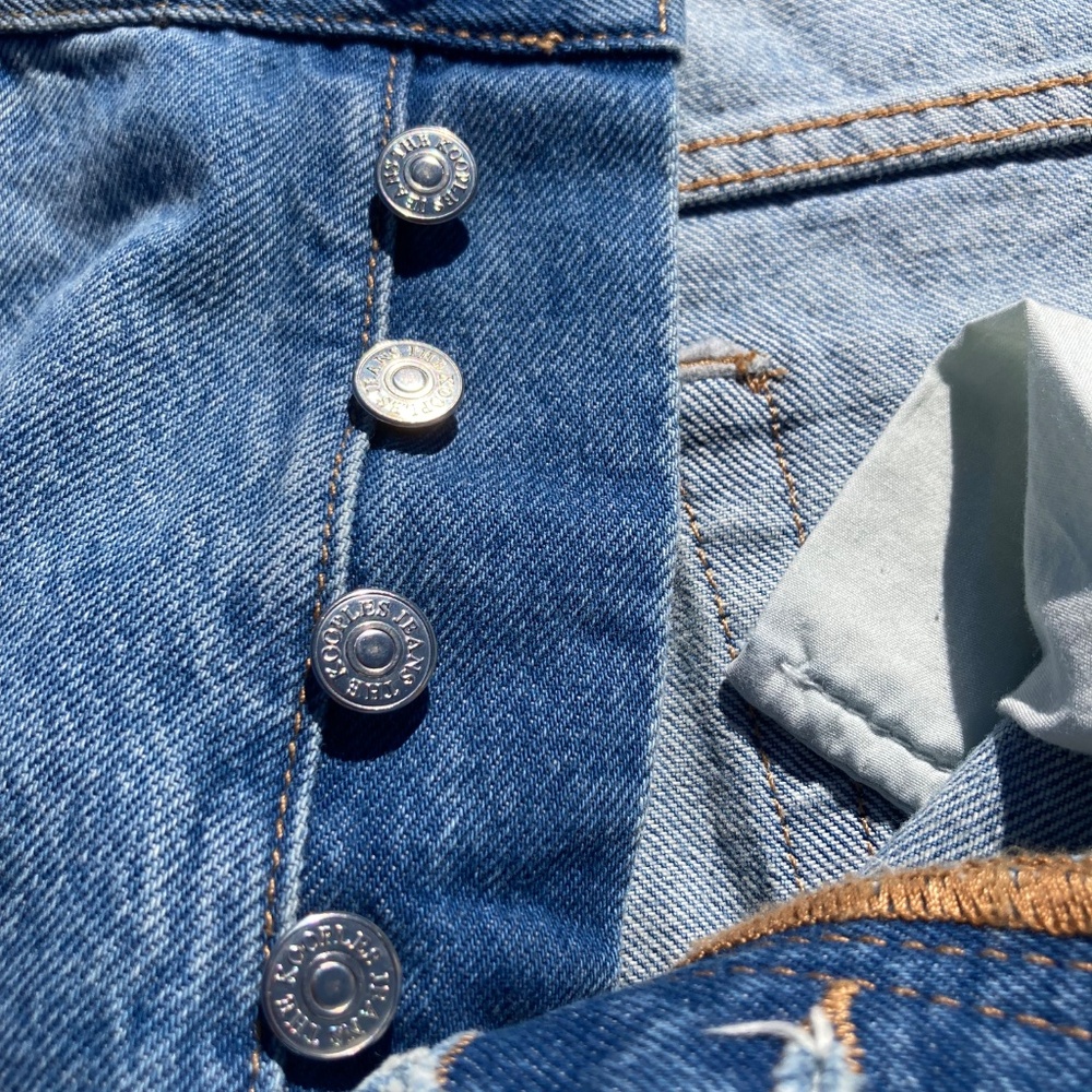 The Kooples Jeans Straight Loose blue denim button fly size 31 New - Picture 11 of 13